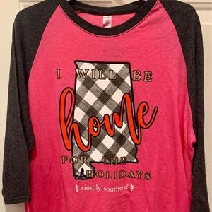 Simply Southern ALABAMA I Will Be Home For The Holidays Shirt NWT Various Sizes